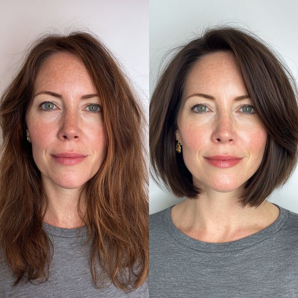 Stylowy bob do brody z delikatną dynamiką ruchu