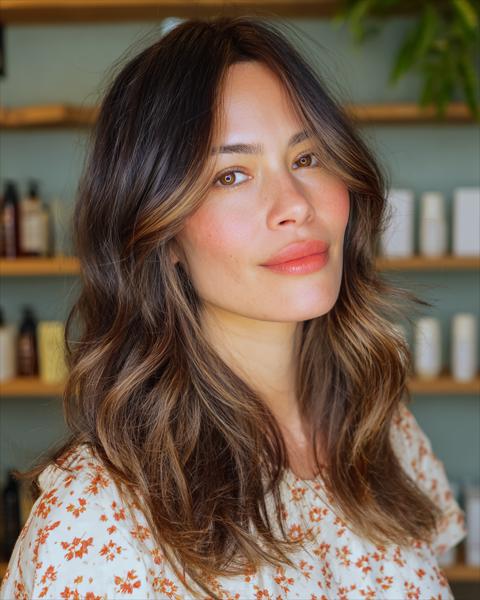 Ciepłe czekoladowe fale warstwowe ze słonecznymi refleksami