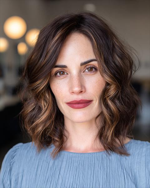 Teksturowane fale średniej długości z ciepłymi karmelowymi refleksami