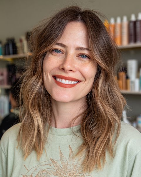 Naturalnie falowane włosy średniej długości bez wysiłku