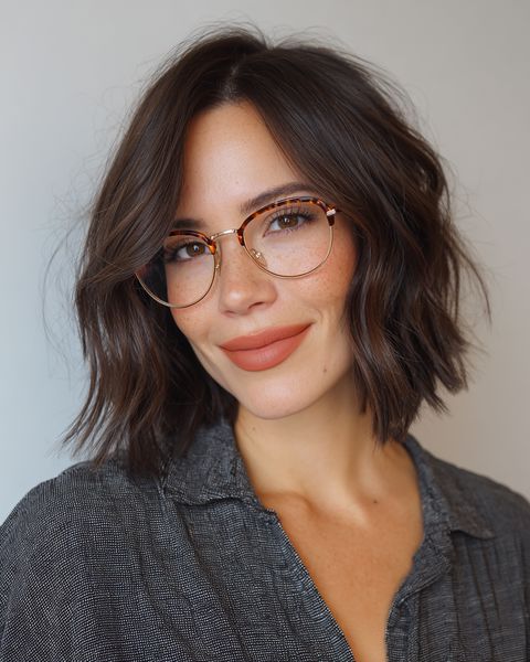 Stylowy teksturowany bob z delikatnymi falami